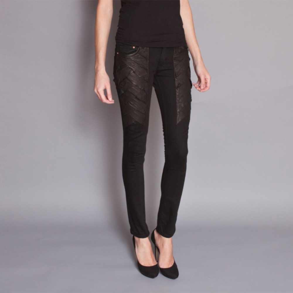 Skinny Leather Inserts Crawl Denim Jeans